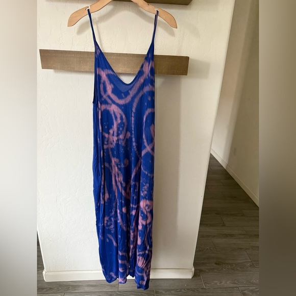boutique Dresses & Skirts - Boutique|Vibrant Blue and Pink Tie-Dye Sleeveless Maxi Dress,Drapey boho style•